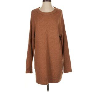 Open Edit Long Pullover Sweater, Oversized, Rusty Brown, Burnt Orange, Small